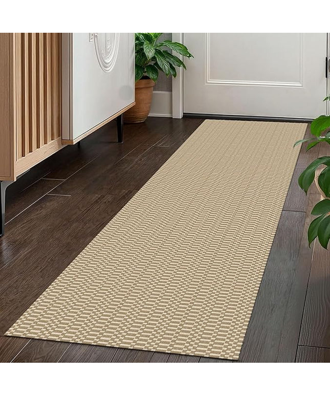 KOZYFLY Washable Runner Rug 2x5 Ft Runners for Hallways Rubber Backed Throw Rug, Braided Cotton Entryway Runner Indoor, Carpet Runners for Hallway Kitchen Entryway Bedroom, Sand/Ivory