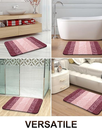 OLANLY Bathroom Rug Set 2 Piece, Soft Absorbent Microfiber Bath Rug Set, Non-Slip, Machine Wash Dry, Plush Shaggy Bath Mats for Bathroom (47"x20"+24"x16", Red)