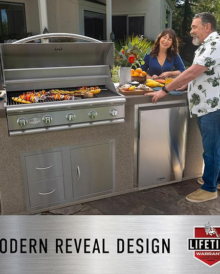 Bull Outdoor Products Premium Components for Outdoor Kitchen BBQ Island Stainless Steel Single Door with Reveal