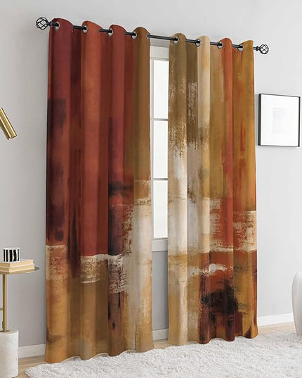 Asuexpect Burnt Orange Curtains 2 Panels Abstract Rust Curtain Room Darkening Grommet Window Drapes Modern Decorative Window Treatments for Bedroom Living Room, 52x84 Inches