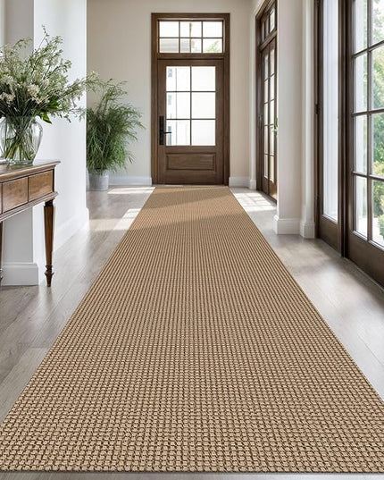 KOZYFLY Extra Long Runners for Hallways 3x18 ft Washable Kitchen Runner Non Slip Rubber Backed Hallway Rug Cotton Entryway Runner Rug Floor Carpet for Indoor Hall, Kitchen, Stair, Tan/Orange/Brown