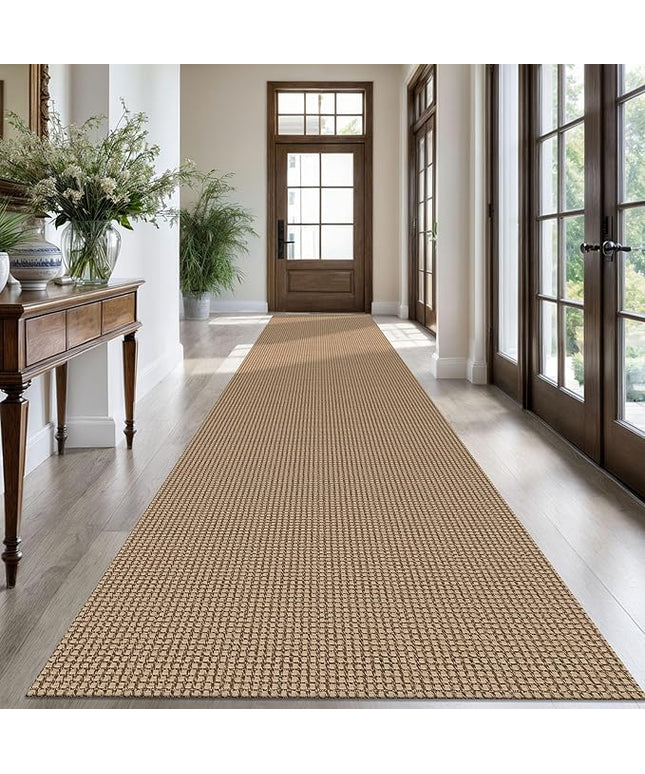 KOZYFLY Extra Long Runners for Hallways 3x18 ft Washable Kitchen Runner Non Slip Rubber Backed Hallway Rug Cotton Entryway Runner Rug Floor Carpet for Indoor Hall, Kitchen, Stair, Tan/Orange/Brown
