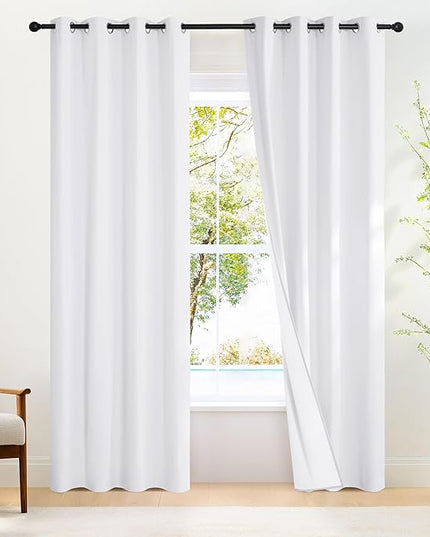 NICETOWN 100% Blackout Door Curtain 80 inch Thermal Insulated Room Darkening Privacy Doorway Curtain Window Treatment, Room Divider Closet Shade, 1 Panel, 46W x 80L, Pure White