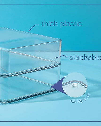 primebox Fifteen Pieces. Plastic Clear Drawer Organizers. Bathroom, Kitchen, Bedroom, Utensils, Office Organizer Bins, Storage Trays. Heavy Duty, Stackable 5 Sizes.