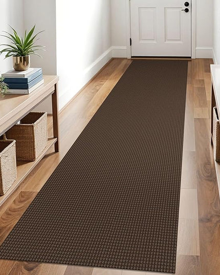 KOZYFLY Runners for Hallways 2.6x10 ft Washable Kitchen Runner Non Slip Rubber Backed Hallway Rugs Cotton Entryway Runner Rug Floor Carpet for Indoor Hall, Backdoor, Kitchen, Reddish Brown/Coffee