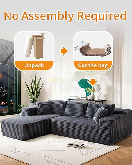 103.54'' Sectional Sofa, Flannel Fabric Fabric L Shaped Sofa, 4 Seat Modern L Shape Couch with 2 Pillows Right Hand Lounge for Living Room, Office