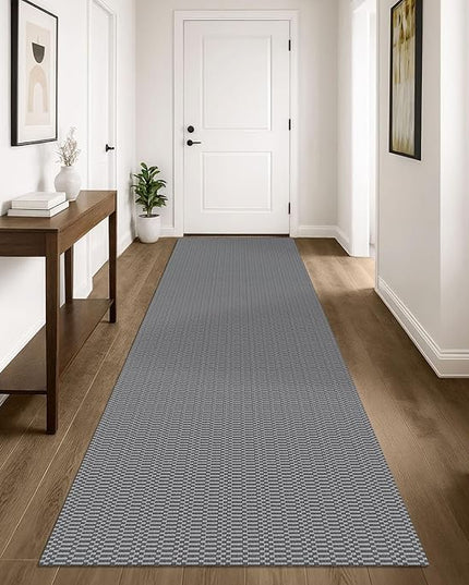 KOZYFLY Washable Runner Rug 3x10 ft Hallway Kitchen Runner Rugs with Rubber Backing Bobo Non Slip Entryway Runner Indoor, Long Carpet Runners for Hall Kitchen Entryway, Grey/Charcoal Grey