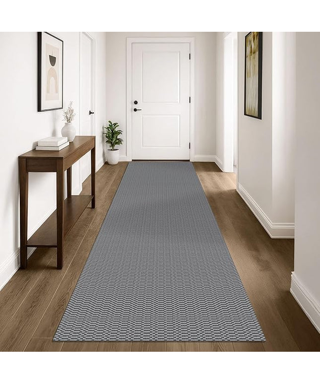 KOZYFLY Washable Runner Rug 3x10 ft Hallway Kitchen Runner Rugs with Rubber Backing Bobo Non Slip Entryway Runner Indoor, Long Carpet Runners for Hall Kitchen Entryway, Grey/Charcoal Grey