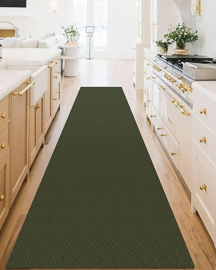 KOZYFLY Runner Rug 3x16 Ft Washable Runners for Hallways Non Slip Rubber Backed Kitchen Runners, Extra Long Entryway Runner Indoor, Floor Carpet for Hallway Kitchen Entryway, Dark Green