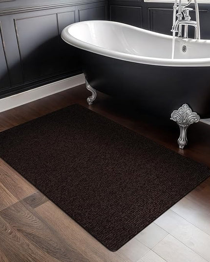 Beverly Rug Non-Slip Modern Entry Rug 2x3 Solid Traditional Rubber Backing Machine Washable Soft Thin Indoor Area Rugs for Living Room Stain Resistant Non Shedding Casual Carpet (2 x 3 Brown)