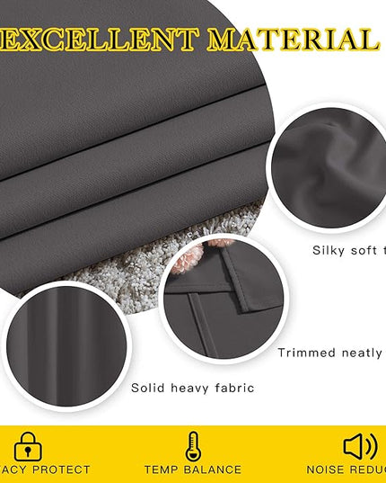 NICETOWN Blackout Kitchen Curtains 48 inch Length 2 Panels - Grommet Top Thermal Insulated Window Treatment Light Blocking Drapes for Bedroom/Kids Room (Grey, W37 x L48)