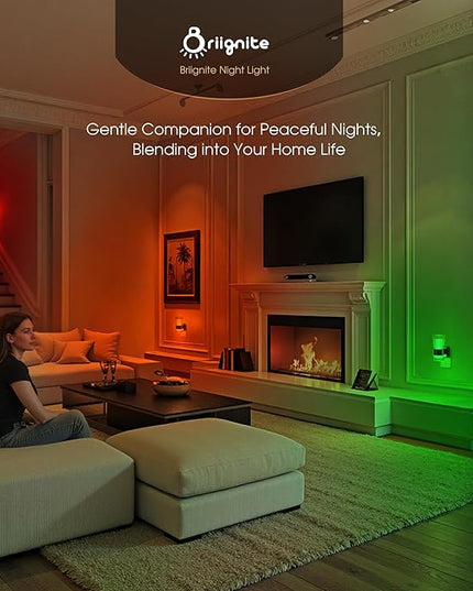 Night Light, Night Lights Plug into Wall, RGB Color LED NightLight with Dusk to Dawn Sensor, 180° Rotating Night Lights, Adjustable Brightness, Wall Sconce Style Design for Bedroom Hallway, 2 Pack