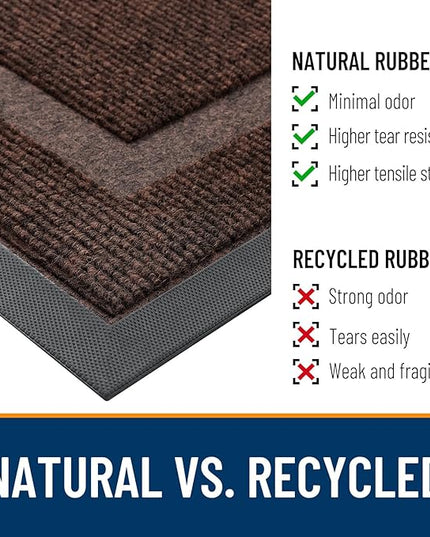 OLANLY Front Door Mat Indoor Outdoor Entrance, Waterproof All-Season, All-Weather Doormat, Sturdy Natural Rubber, Fade Resistant, Low Profile, Easy Clean Patio Porch Entryway Mat, 71x47, Dark Brown