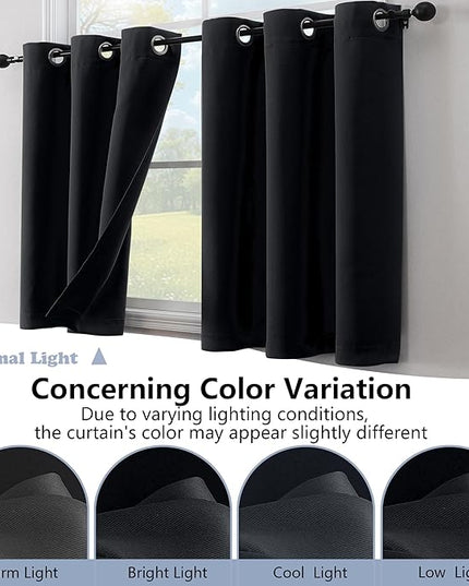Simplebrand Halloween Black Window Valance for Kitchen 14 Inches Long 2 Panels Set, Blackout Valance Curtains for Living Room, Grommet Short Privacy Kitchen Curtains for Bedroom Kids Room, 40" Wx14 L