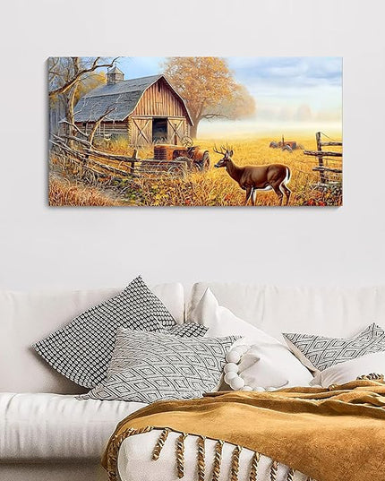 JEAWA Animal Canvas Wall Art Decor - Deer Canvas for Wall Decor, Farm Artwork Decor, Large Wall Art for Living Room Bedroom Bathroom, 20x40 IN