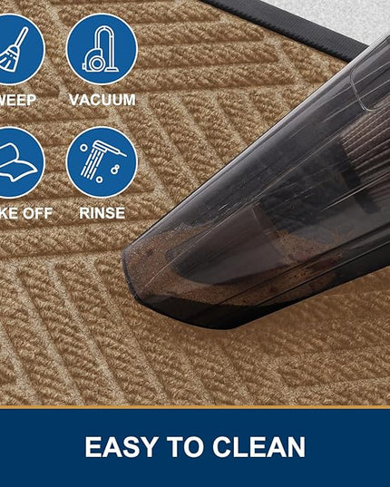 Smiry Front Door Mat Outside Entrance, Heavy Duty Outdoor Indoor Mat, Natural Rubber Doormat, Non Slip, Trap Dirt and Moisture, Easy Clean, Low Profile Patio Porch Entryway Mat, 71x47, Coffee