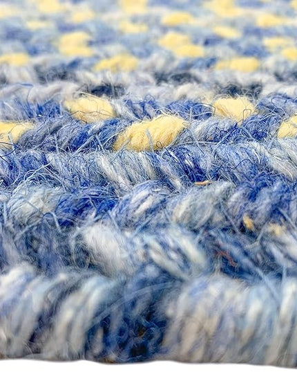 Capel American Heritage Blue Yellow 5' 0" X 8' 0" Oval Braided Rug