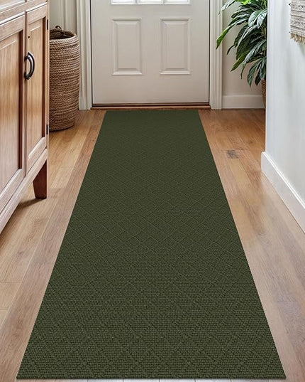 KOZYFLY Runner Rug 2x7 Ft Washable Runners for Hallways Non Slip Rubber Backed Kitchen Runners, Braided Cotton Entryway Runner Indoor, Floor Carpet for Hallway Kitchen Entryway, Dark Green