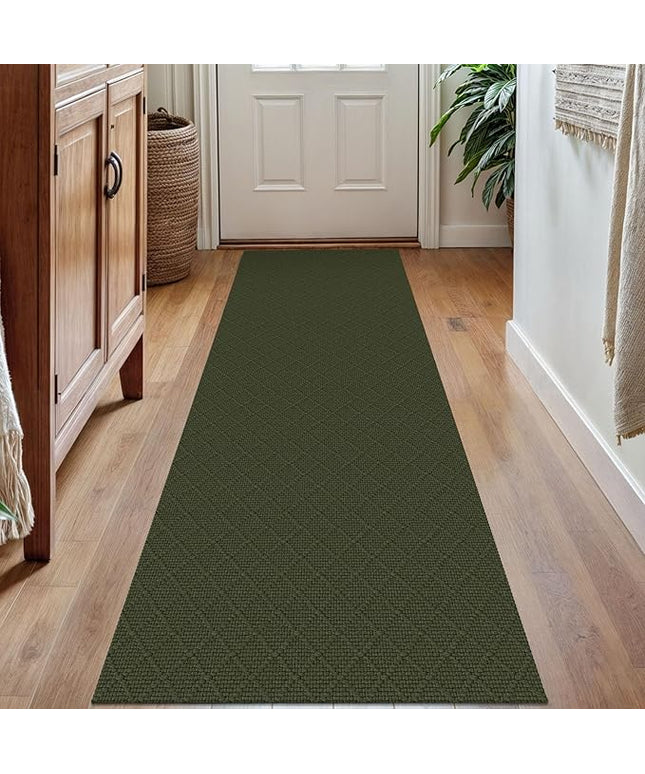 KOZYFLY Runner Rug 2x7 Ft Washable Runners for Hallways Non Slip Rubber Backed Kitchen Runners, Braided Cotton Entryway Runner Indoor, Floor Carpet for Hallway Kitchen Entryway, Dark Green