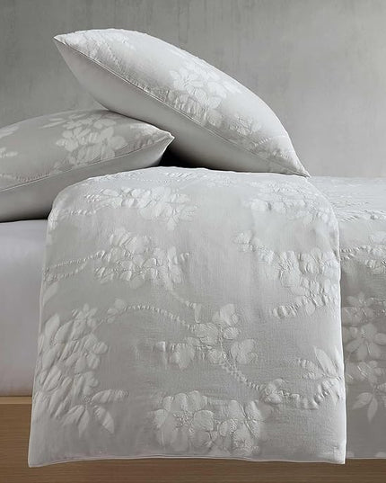 Calvin Klein - Duvet Cover Set, Soft & Breathable Bedding with Matching Shams, Abstract Stitching Pattern, Cozy Home Essentials (Spring Branches Grey, Queen)