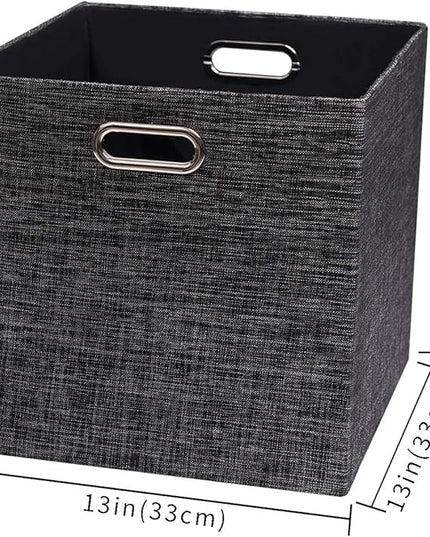 Posprica Fabric Storage Cubes,13×13×13 cube storage bins, Foldable Drawers Baskets Containers for Shelf Cabinet Bookcase,Thick and Heavy Duty (4pcs, Black)