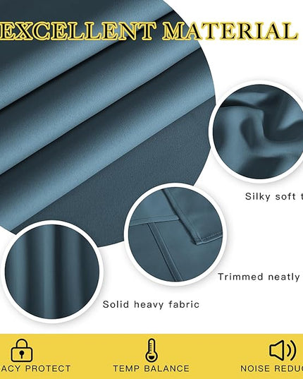 NICETOWN Blackout Curtains 72 inches Long, Grommet Privacy Window Treatment Thermal Insulated Room Darkening Sliding Glass Door Drape for Bedroom Living Room, 1 Panel, W100 x L72, Smoky Blue