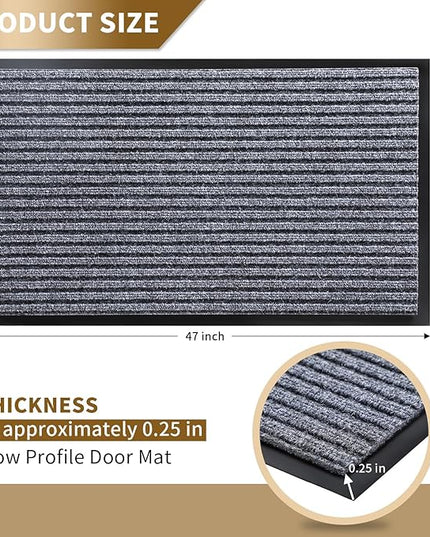 Yimobra Front Door Mat Outdoor Indoor Entrance, 100% Waterproof All-Season All Weather Doormat, Welcome Matt Outside Entry, Non Slip, Low Profile, Heavy Duty Patio Porch Floor Mats,47 x 32,Gray White