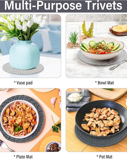 Billbotk 10" Trivets for Hot Dishes, Hot pots and Pans, Set of 6, Heat Resistant Pot Holders for Kitchen, Hot Pads for Countertops