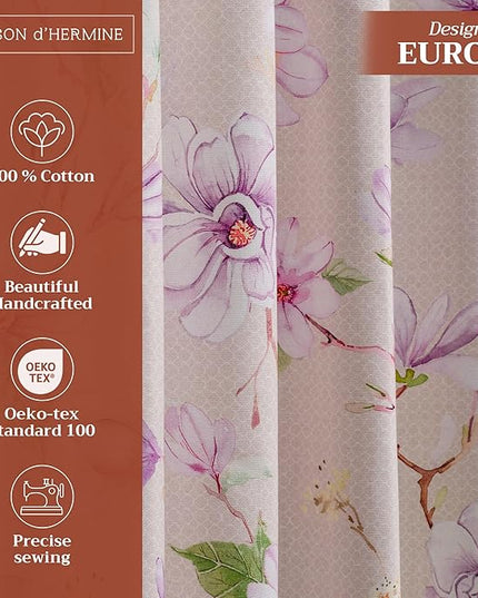Maison d' Hermine Curtains for Living Room 100% Cotton 84 inch Length Two Panels Light Filtering Curtains for Bedroom Windows with Rod and Loop Pockets Drapes (Magnolia Mornings, 50" W x 84" L)