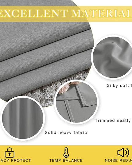 NICETOWN Extra Wide Sliding Door Curtains, Thermal Insulated Blackout Patio Curtain for Sliding Glass/French Door (Silver Grey, W80 x L84)