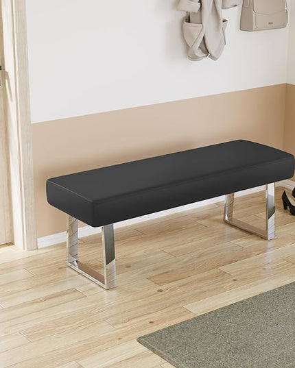 JIEXI Bedroom Bench Bed end upholstered Bench Indoor Corner Small Footstool with Metal Legs, for Kitchen entryway Dining Room and Living Room Window, Plant Bench