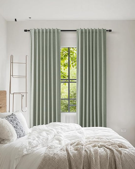 Guken Blackout Curtains 102 Inch Length 2 Panels Set for Living Room Bedroom Back Tab Thermal Insulated 100% Black Out Linen Drapes Room Darkening Window Curtains 102 Inches Long,Desert Sage