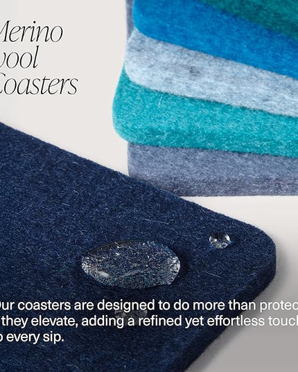 Graf Lantz - Bierfilzl Merino Wool Square Coasters Set of 4 - Chic (4"x4"x5mm) - Absorbs 30% of Weight - Natural German Wool - Heat Resistant, Sustainable, Reusable - Home Decor, Coffee Table Decor