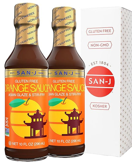 San-J - Gluten Free Orange Sauce - Bright and Sweet Sauce for Cooking - Non-GMO - 10 oz. Bottles - 2 Pack