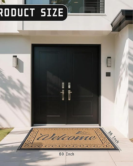 Yimobra Welcome Mat, Heavy Duty Sturdy Door Mats for Home Entrance Outdoor Indoor, Front Doormat for Outside Patio Floor Entry Porch Garage Office, Waterproof, Low Profile, 60 x 36, Yellow