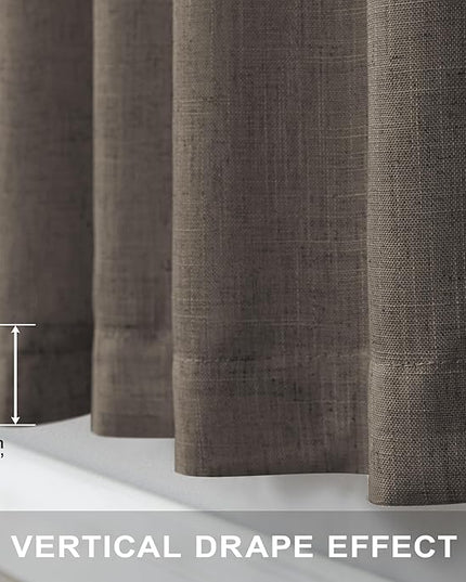 Dark Brown Linen Curtains for Living Room 108 Inches Long Semi Sheer Drapes Traditional Rustic Farmhouse Cottage Core Decor Chocolate Curtains for Sliding Glass Door Cabin 2 Panels 52 Wide 108 Length