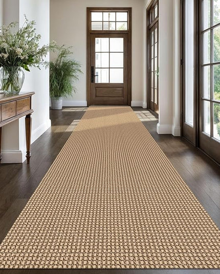 KOZYFLY Extra Long Runners for Hallways 3x16 ft Washable Kitchen Runner Non Slip Rubber Backed Hallway Rug Cotton Entryway Runner Rug Floor Carpet for Indoor Hall, Kitchen, Stair, Tan/Orange/Brown