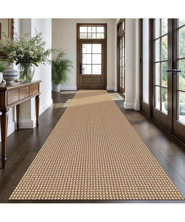 KOZYFLY Extra Long Runners for Hallways 3x16 ft Washable Kitchen Runner Non Slip Rubber Backed Hallway Rug Cotton Entryway Runner Rug Floor Carpet for Indoor Hall, Kitchen, Stair, Tan/Orange/Brown