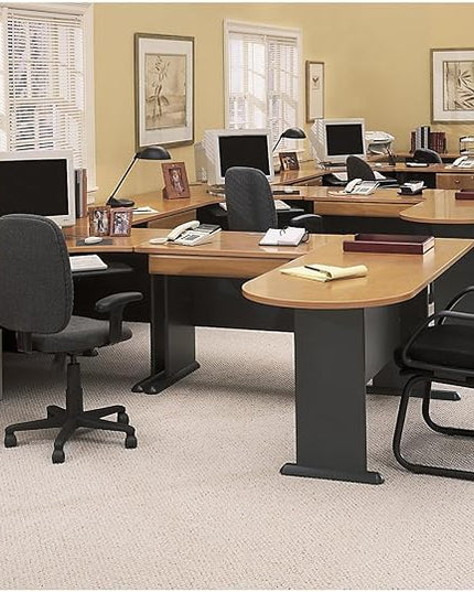 Bush Business Furniture Series A 48W Computer Desk in Natural Cherry and Slate, Small Office Table for Home or Professional Workspace