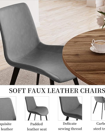 34.6'' Round Dining Table and Chairs for 4 Space Saving for Apartment Kitchen Dining Room (Walnut Table+4 Grey Chairs)