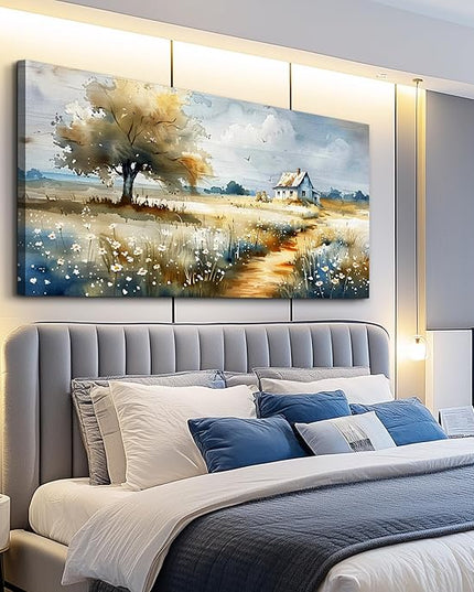 FUHAIHUA Canvas Wall Art For Bedroom Wall Decor For Living Room Modern Office Decorations Pastoral Wall Paintings Scenery Watercolour Pictures Artwork Farmhouse Home Decor Mural 20x40 In
