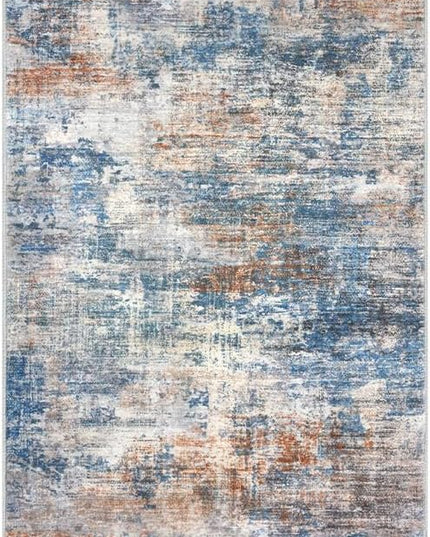 IOHOUZE Abstract Runner Rug 3x12 Ft Washable Runners for Hallways, Non Slip Kitchen Runner Printed Faux Wool Entryway Runner Indoor, Modern Abstract Floor Carpet for Hall Kitchen, Blue Rust