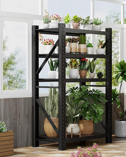 3000LBS Garage Shelving 32" W Garage Shelving Heavy Duty 4-Tier Metal Storage Shelves Adjustable Shelf Unit Storage Rack for Basement Supermarket Warehouse 32" W x 20" D x 78" H Black