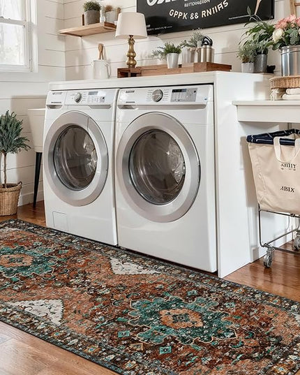 Ciicool Washable Runner Rug Non Slip, 2'x6' Hallway Rug Vintage Kitchen Rugs Carpet Runner for Bedroom Laundry Bathroom Decor