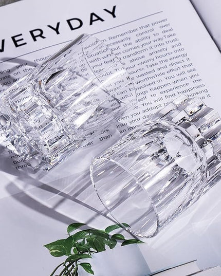 KAMMAK Crystal Whiskey Glasses Set of 2, Handcrafted 2.03oz Old Fashioned Glasses Stemless, Luxury Cocktail Glasses, Hand Blown Scotch Cup for Women, Men Barware Gift for Liquor, Bourbon