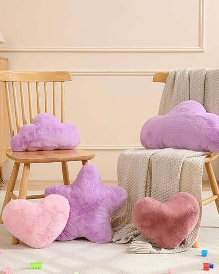 YRXRUS Cloud Pillows, Purple Cloud Shaped Pillow, Decorative Throw Pillow Gifts, Cute Plush Room Decor, Fluffy Faux Rabbit Fur 13"x21" Pillows for Living Bedroom Kids Room