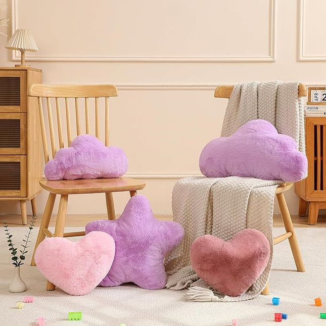 YRXRUS Cloud Pillows, Purple Cloud Shaped Pillow, Decorative Throw Pillow Gifts, Cute Plush Room Decor, Fluffy Faux Rabbit Fur 13"x21" Pillows for Living Bedroom Kids Room