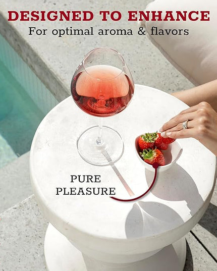 Gusto Nostro Crystal Wine Glasses Set of 2, 22 Oz Long Stem Modern Wine Glasses for White and Red Wine, Dishwasher Safe, Fancy, Elegant, Large and Tall Wine Glass for Wedding Christmas Anniversary