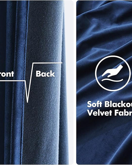 MIULEE 2 Panels Blackout Velvet Curtains Solid Soft Grommet Royal Blue Curtains Thermal Insulated Soundproof Room Darkening Curtains/Drapes/Panels for Living Room Bedroom 52 x 72 Inch