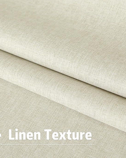 96 Inch Curtains 2 Panel Set Farmhouse Blackout Heat Reducing Sun Block Out Curtains for Bedroom Dorm UV Blocking Noise Canceling Burlap Linen Look Drapes Rod Pocket Back Tab,50 X 96 Cream Beige